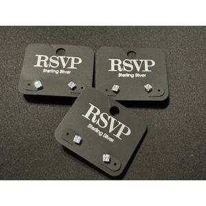 3 Pairs RSVP Sterling with CZ Stones USA Post Earrings